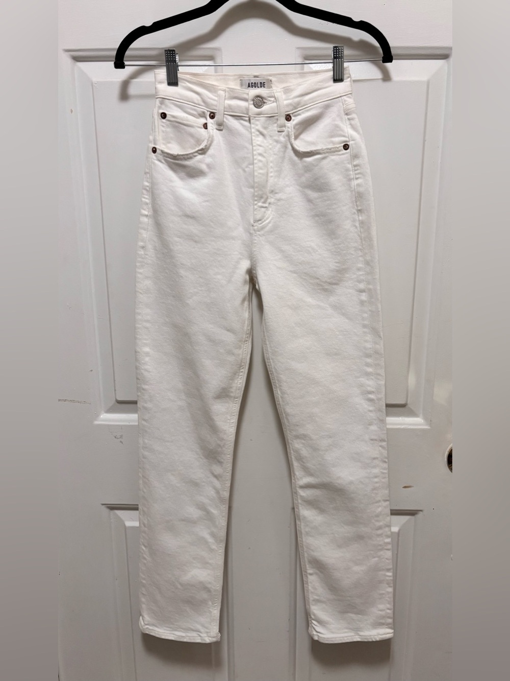 AGOLDE  Stovepipe White High-Rise Straight Jeans Size 24